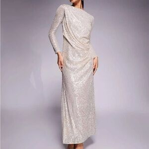 Elegant Silver Sequin Gown